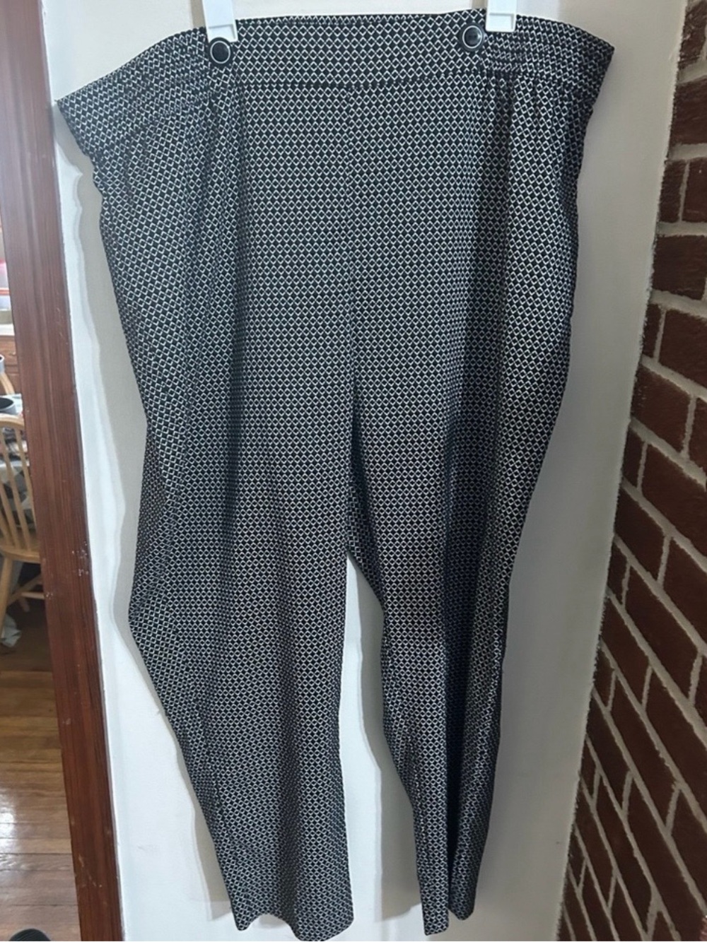 Ophelia Roe Size 3x High-Waist Black & White Patterned Women's Pants